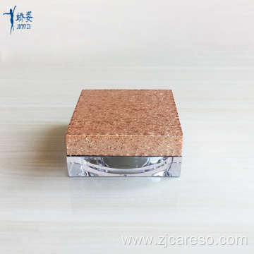 Square Loose Powder Jar with Water Pink Lid